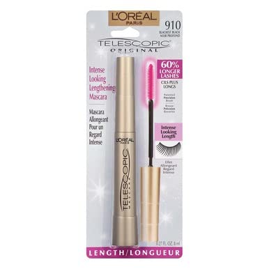 LβOreal Paris Telescopic Original Mascara, 910 Blackest Black (Pack of 2)