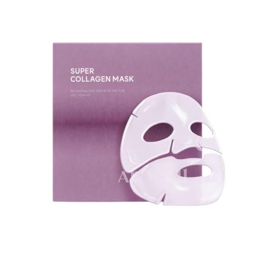 AROCELL Super Collagen Mask 2 Facial Sheet 5,000,000ppb Overnight Dual Matrix Hydrogel Masks with Low Molecular Weight Collagen for Elasticity Hydrating Anti-Aging Cooling Korean Skincare, 43g x 2ea
