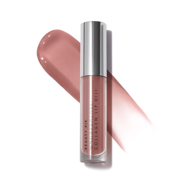 Beauty Pie Wondergloss Collagen Lip Oil + (Nude Nectar) β Hydrating, Plumping, Non-Sticky Gloss with Collagen AC Micro-Vectors & Cherry Oils