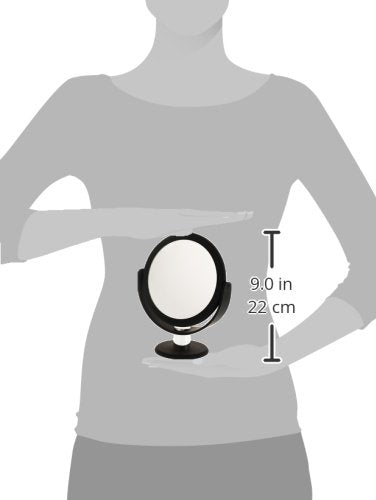 Danielle Creations Soft Touch Black Round Vanity Mirror, 10X Magnification