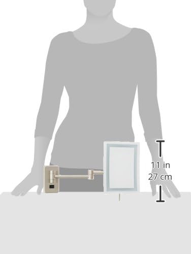 JERDON Rectangular 6.5-Inch x 9-Inch Wall Mount Mirror - Makeup Mirror with 5X Magnification and 15.5-Inch Wall Extension - Nickel Finish, Direct Wire Mirror - Model JRT710NLD