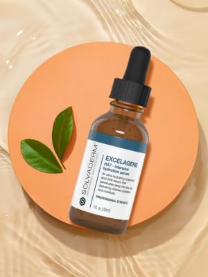 Solvaderm Excelagene Hyaluronic Acid Serum β Dual-Molecule Hydration Boost β Plumps, Firms & Smooths Fine Lines β Lightweight, Fast-Absorbing Anti-Aging Moisturizer for All Skin Types