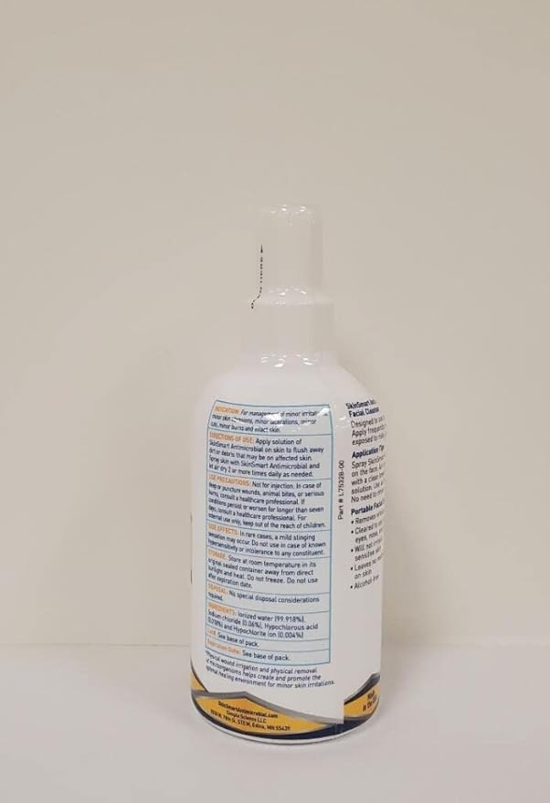 SkinSmart Antimicrobial Facial Cleanser Spray to Remove Viruses and Bacteria Around Eyes, Nose and Mouth, Fight Maskne, 8 oz Spray Non-Irritating Hypochlorous Acid