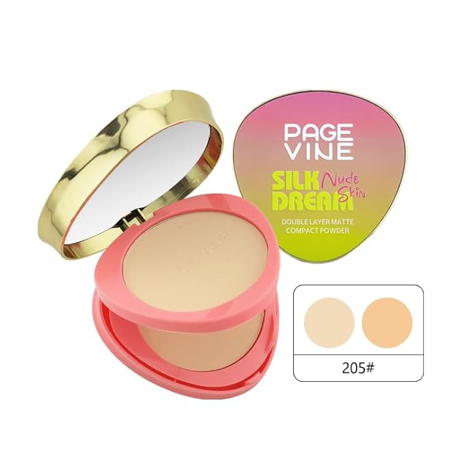 Dau Dau SILK DREAM Double Layer Matte Compact Powder,Blendable Oil Free Foundation Powder,Full Coverage with Flawless Finish