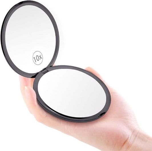 Magnifying Compact Mirror for Purse - 1x/10x Magnification Travel Makeup Mirror 4 inch Double-Sided Folding Mirror,Handheld Small Pocket Mirror for Gift,Travel Essentials
