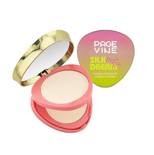 Dau Dau SILK DREAM Double Layer Matte Compact Powder,Blendable Oil Free Foundation Powder,Full Coverage with Flawless Finish