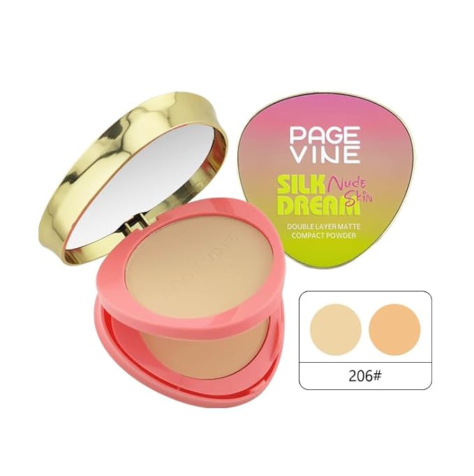 Dau Dau SILK DREAM Double Layer Matte Compact Powder,Blendable Oil Free Foundation Powder,Full Coverage with Flawless Finish