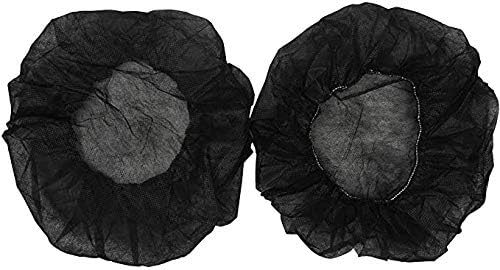 Tvoip 100Pcs 19" Disposable Cap Hair Net Cap Hair Hat Anti Dust Net Bouffant Cap Non-Woven Head Cover Hat Elastic Cleaning Hair Protect Hat Cap (Black)