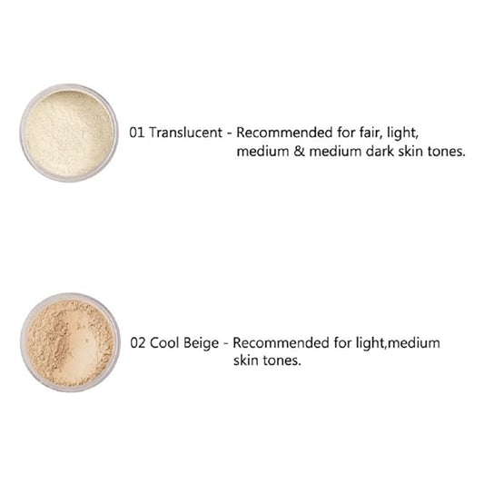 2 Pack PHOERA Setting Powder,Control Oil Brighten Skin Color Cover Blemish Whitening Face Makeup Lasting,Velour Powder Puff (102 Cool Beige)