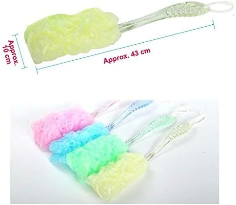 Body Puff Yellow Crystal Handle Soft Brush Shower Bath Sponge Seniors Elderly Disabled Handicap Patients Pregnant Arthritis Sufferers Grandpa Grandma Grandparents Plus an Adhesive Hook (Yellow)