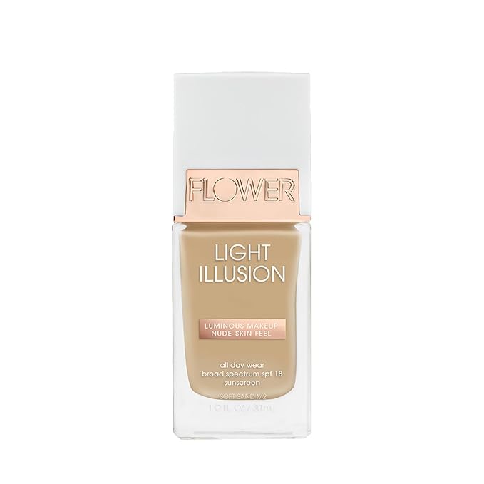 FLOWER BEAUTY By Drew Barrymore Light Illusion SPF Foundation - Blendable + Buildable - Natural Finish - Lightweight Formula (Soft Sand)