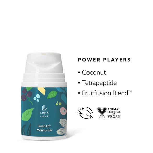 LUMA & LEAF Fresh Lift Facial Moisturizer, 1.7 FL Oz β Anti Aging Face Cream with Hyaluronic Acid & Tetrapeptide, Collagen Booster to Firm, Smooth Wrinkles & Hydrate Sensitive Skin