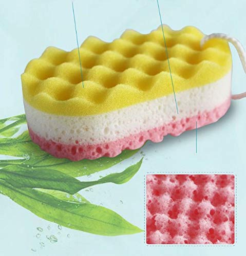WOIWO 3 Pieces 100% Fiber Sponge Bath Sponge Body Scrubber, Super Size, Delicate, Soft And Rich Foam, Can Be Reused To Remove Dirt And Excess Grease From Cosmetics