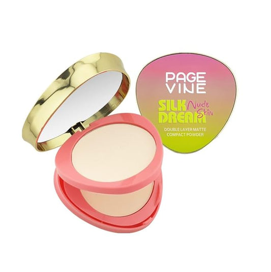 Dau Dau SILK DREAM Double Layer Matte Compact Powder,Blendable Oil Free Foundation Powder,Full Coverage with Flawless Finish