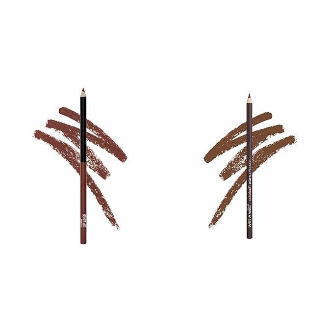 wet n wild Lip Liner Pencil Dark Brown Chestnut & Eyeliner Pencil Simma Brown Now! (2-Piece Makeup Bundle)