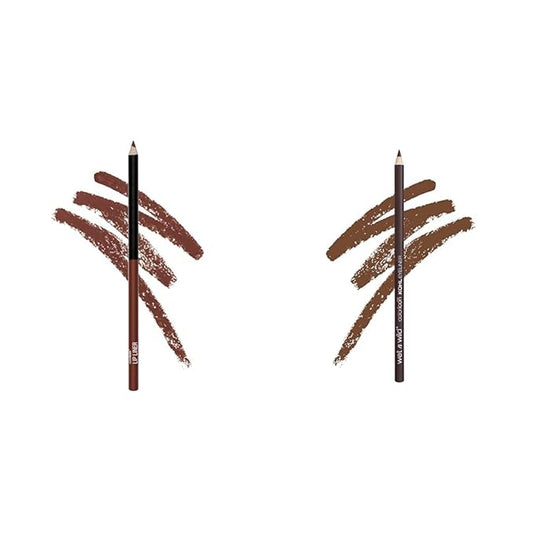 wet n wild Lip Liner Pencil Dark Brown Chestnut & Eyeliner Pencil Simma Brown Now! (2-Piece Makeup Bundle)