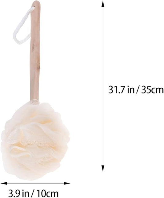 Loofah Sponge Brush Shower Loofah with Handle Bathroom for The Disabled Shower Sponge Pads Back Exfoliating Pad Soft Bath Sponge with Short Handle Bamboo Net Brush