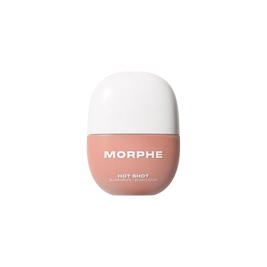 Morphe Hot Shot Blush Drops - Hydrating, Buildable Liquid Blush for Cheeks with Niacinamide and Antioxidants- Buildable, Waterweight Formula for a Natural Finish - Natural Heat (0.5 Fl Oz)