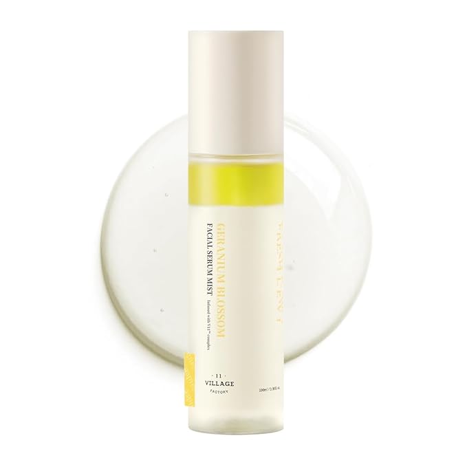 Fresh Dewy Geranium Blossom Facial Serum Mist with Sunflower Oil Jojoba Oil & Squalane Korean Face Spray for Deep Hydration Skincare on the Go 3.38 oz