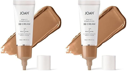 JOAH Beauty Perfect Complexion BB Cream with Hyaluronic Acid and Niaciminade,Korean Makeup with Medium Buildable Coverage,Evens Skin Tone,Lightweight,Semi Matte Finish,Tan with Neutral Undertones
