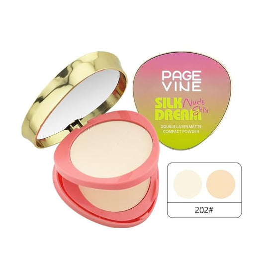 Dau Dau SILK DREAM Double Layer Matte Compact Powder,Blendable Oil Free Foundation Powder,Full Coverage with Flawless Finish