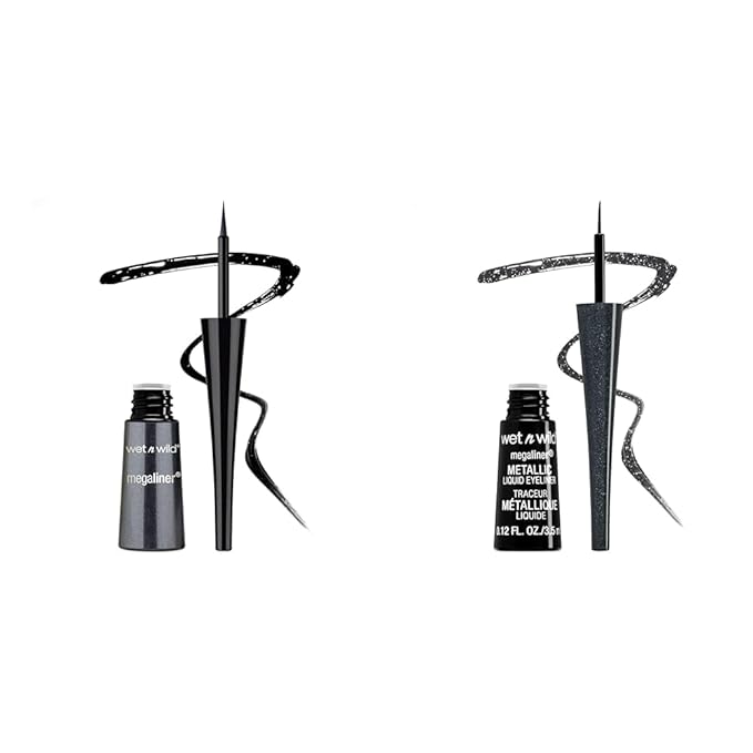 wet n wild MegaLiner Liquid Eyeliner 2-Pack - Black and Metallic Cosmic Black