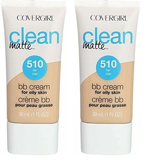 COVERGIRL Clean Matte BB Cream For Oily Skin, Fair 510, (Packaging May Vary) Water-Based Oil-Free Matte Finish BB Cream, 1 Fl Oz (1 Count) (Pack of 2)