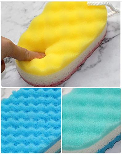 WOIWO 3 Pieces 100% Fiber Sponge Bath Sponge Body Scrubber, Super Size, Delicate, Soft And Rich Foam, Can Be Reused To Remove Dirt And Excess Grease From Cosmetics