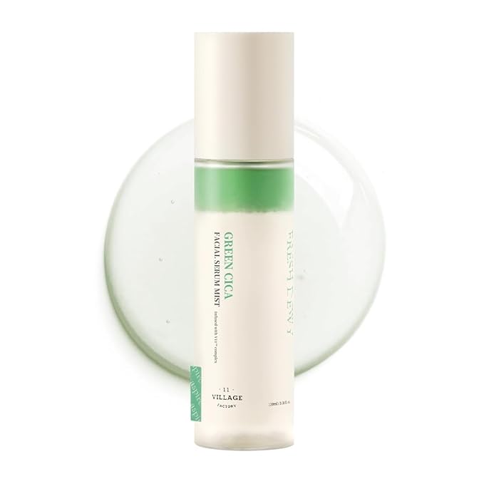 Fresh Dewy Green Cica Facial Serum Mist Korean Face Spray for Deep Hydration Skincare on the Go 3.38 oz