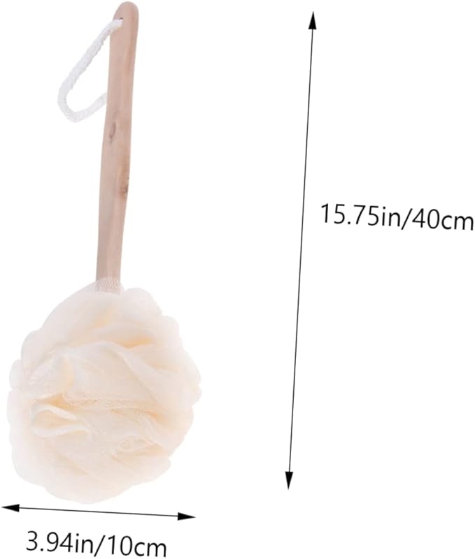 3pcs Bath Sponge Brush Handle Exfoliating Scrubber for Shower Mesh Pouf Back Brush for Men and Women for Easy Cleaning of Hard Reach Areas Travel-Friendly and