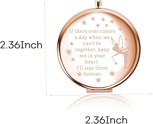 LQRI Faily Cartoon Tales Pocket Mirror Fairy Pixie Cartoon Fans Gifts Cartoon Movie Gift Makeup Mirror Inspiration Gift Friendship Gift (Rose Gold)