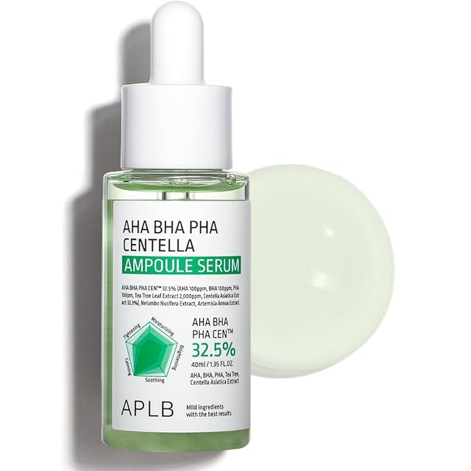APLB AHA BHA PHA Centella Ampoule Serum | AHA BHA PHA CENβ’ 32.5% 1.35 FL.OZ/Korean Skincare, Exfoliant, Long lasting moisturizing, Revitalize for gentle and improve skin texture