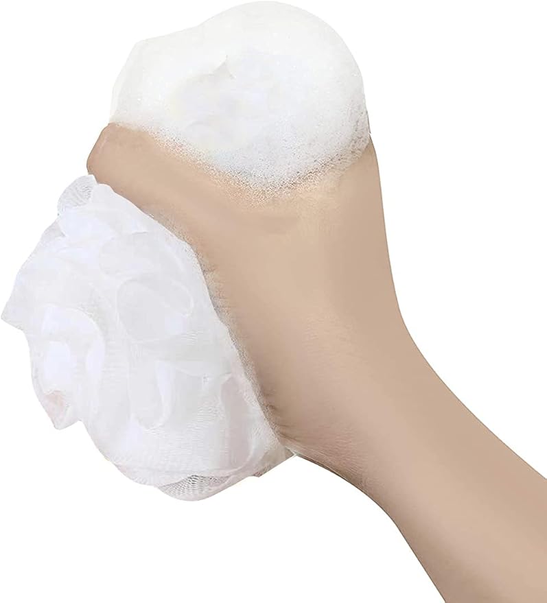 20 Blue and White Bath or Shower Sponge Loofahs Pouf Medium Mesh Wholesale Bulk LOT