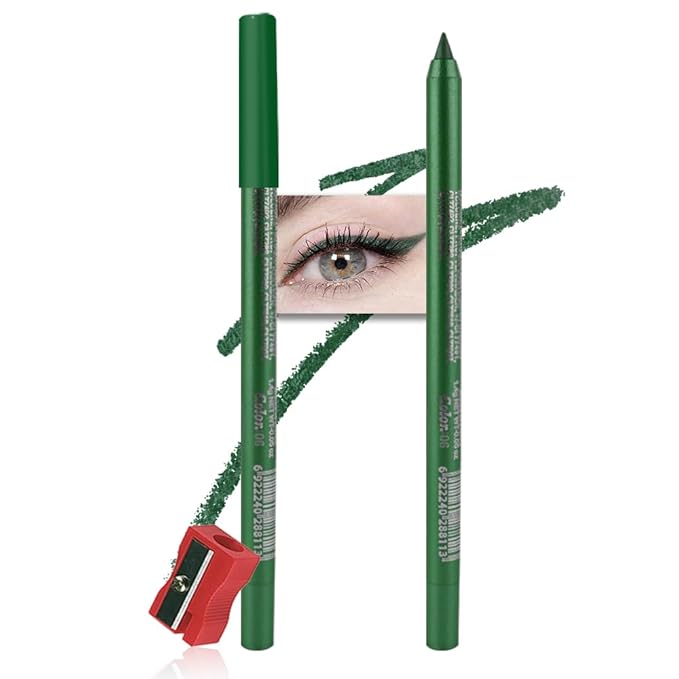 Kaely Gel Eyeliner Pencil for Women, Pearl Green Eye Liner Waterproof Smudge Proof with Sharpener, Waterline Eye Makeup Liners, delineador de ojos contra el agua, Vegan & Cruelty-Free, 06