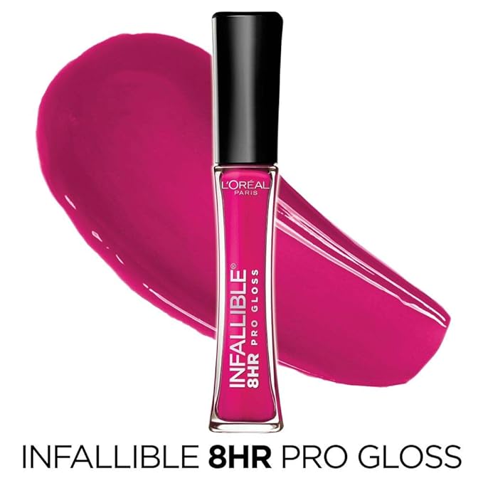LβOreal Paris Makeup Infallible 8 Hour Hydrating Lip Gloss, Pink Topaz, 0.21 Fl Oz