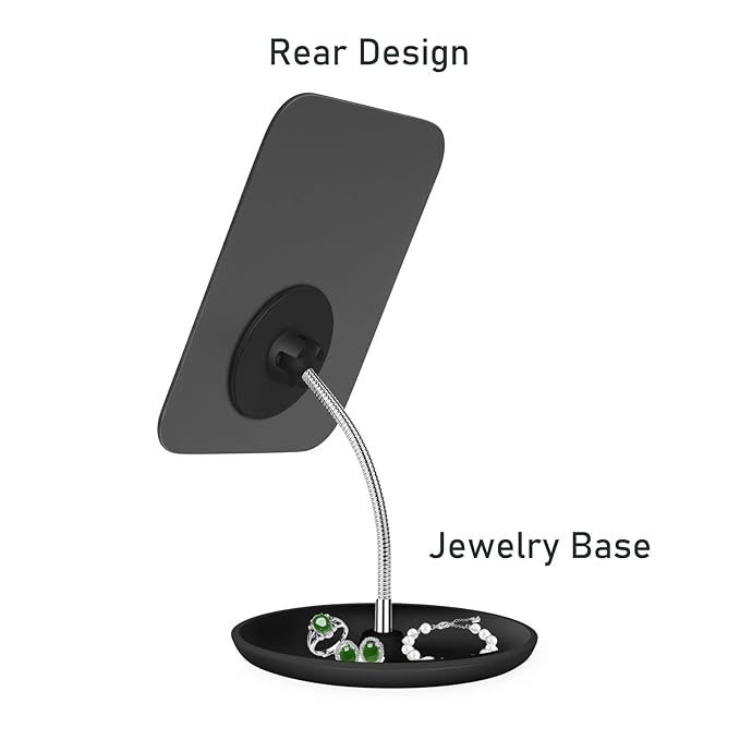 LFOYOU Table Vanity Mirror with Stand - Makeup Mirror for Desk - Adjustable Flexible Gooseneck, 360Β°Rotation Folding Portable Bathroom Shaving Cosmetic Mirror Square