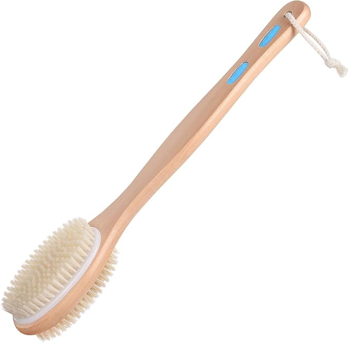 Body Brush Back Scrubber for Shower Exfoliating Body Scrubber with Soft and Stiff Bristles Shower Foot Scrubber Shower Loofah with Long Handle for Wet or Dry Brushing Exfoliating Massage