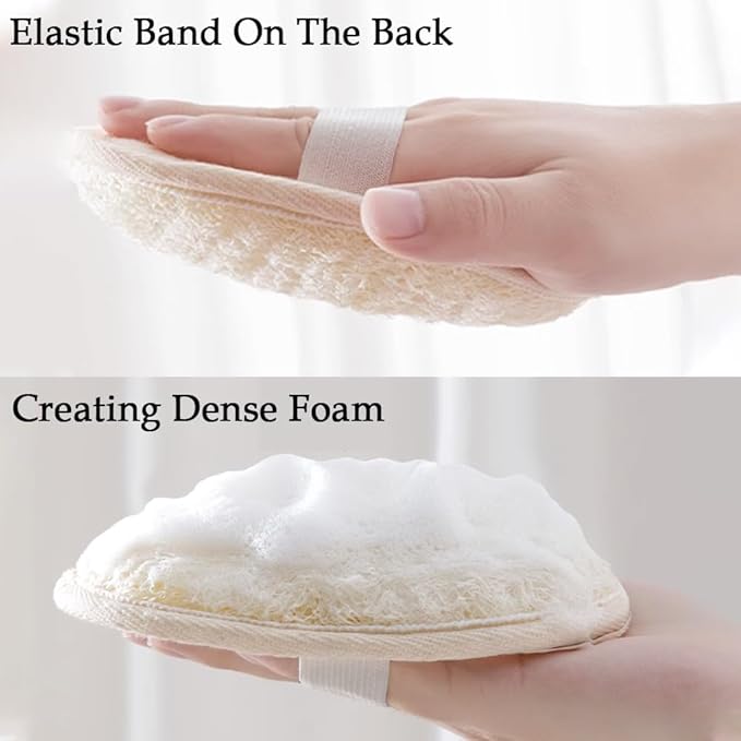 3 Pack Natural Loofah Sponge Exfoliating Body Scrubber, Made of Natural Biodegradable Shower Loufa Sponge, for Shower & Bath