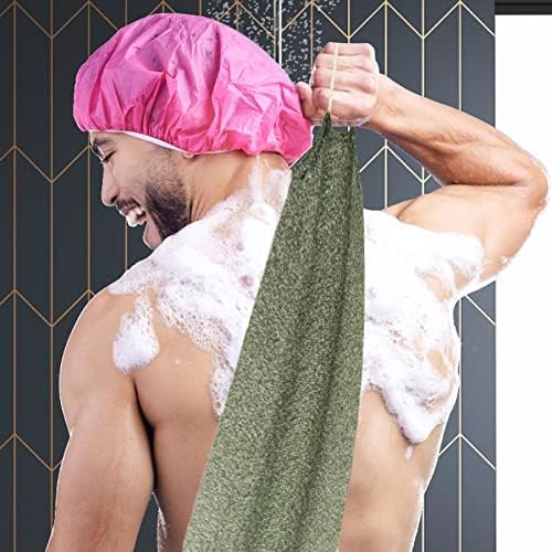 Evohyah Scrubber Back for Shower Extended Length Scrubber Towel Exfoliating Washcloth Body Scrub Sponge Shower Loofah with Handle for Women Men Deep Clean Body Skin Massages (Two Pieces Green)