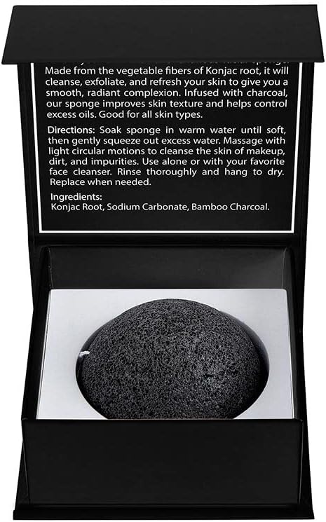 Facial Self Care Boxed Konjac Sponge, 3.5-Inch, Charcoal