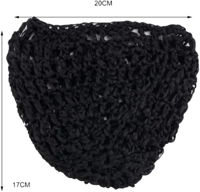 Tubi Mesh Crochet Hair Net Knit Snood Hat Thick Short Women Hairnet Wrap Doobie Snoods Cover Ornament for Sleeping (Black)