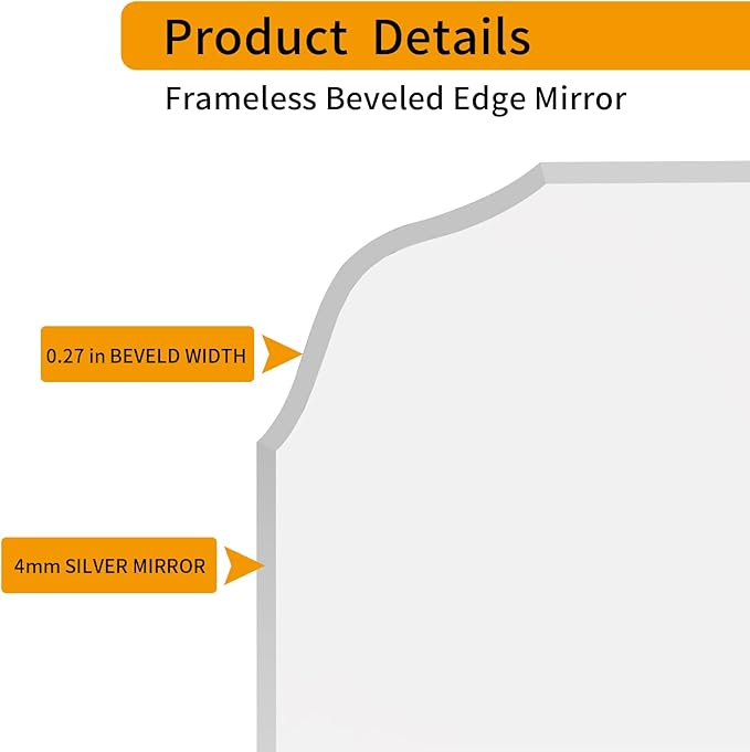 Silver Wall Mirror-Beveled Edge Frameless Mirror for Bathroom, Vanity, Bedroom, Rectangle Mirror οΌ18X24inchοΌ
