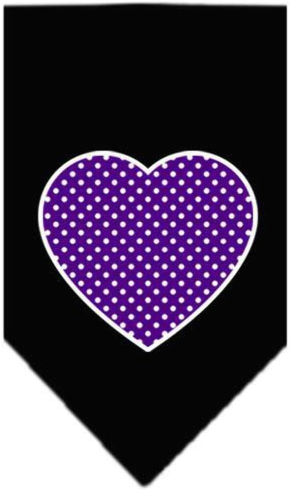 Mirage Pet Products Purple Swiss Dot Heart Screen Print Bandana for Pets, Large, Bright Pink