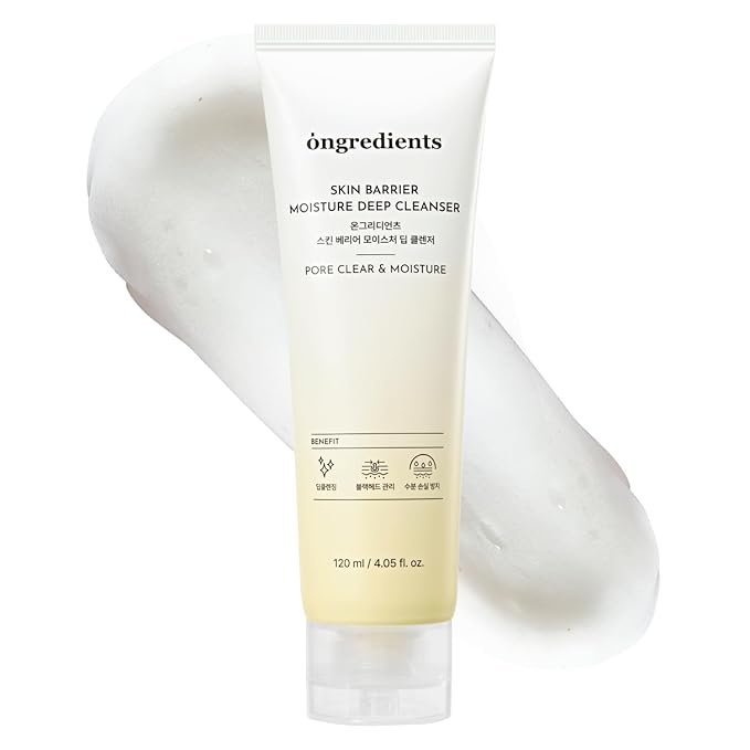 ONGREDIENTS Skin Barrier Moisture Deep Cleanser | Daily Face Wash for All Types | Centella, Peptide, AHA, LHA, Hydrating, Soothing, Pore Tightening | Vegan, Korean Skin Care 4.06 fl Oz