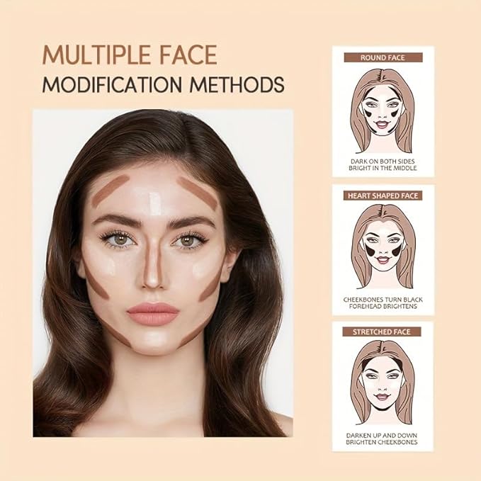 Radiant Glow & Defined Contours: 2-in-1 Highlight & Contour Stick - Trio Shades for Flawless Skin Match, Effortless Beauty in a Swipe!