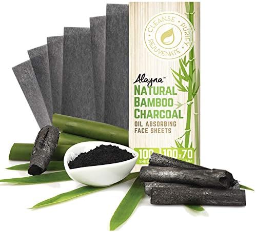 Oil Blotting Sheets for Face Natural Bamboo Charcoal Blotting Paper for Oily Skin Oil Absorbing Tissues Beauty Blotters Remove Excess Shine Organic Blot Papers For Facial Make Up & Skin Care 6 Pack