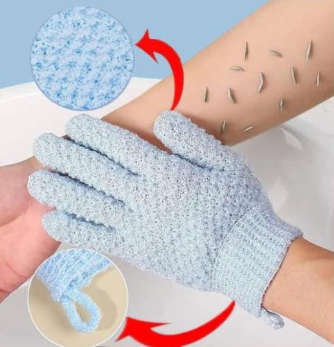 WOIWO 2 PCS Five-Finger Jacquard Bath Scrub Double-Faced Five-Finger Wash Scrub Towel Bath Gloves Wash Bath