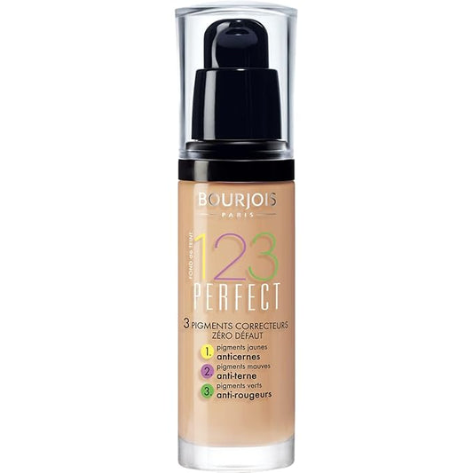 Bourjois 123 Perfect Medium Coverage Liquid Foundation 53 Light Beige, 30ml, 363532