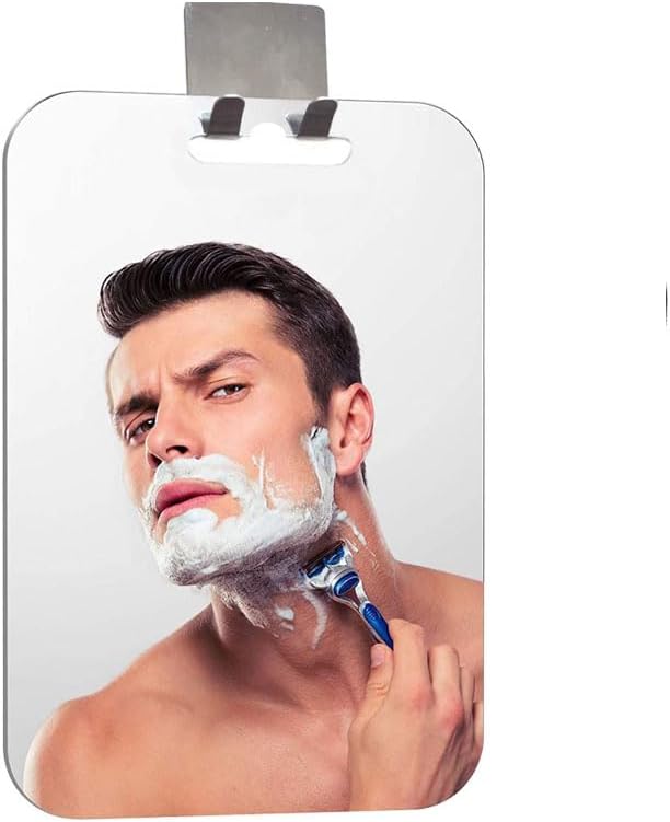 Anti-Fog Mirror, Large Size: 9.84" L x 7.09" W, High-Definition Bathroom Fogless Shower Mirror, Frameless, Impact Resistance Bathroom Wall Hanging Shower Accessories, Safe & Durable