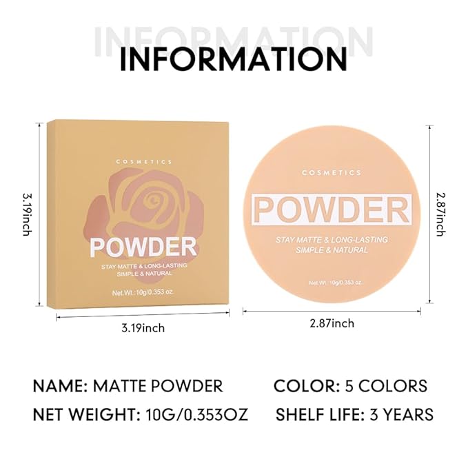 Pressed Matte Face Powder Makeup & Setting Powder for Poreless Wrinkle Blurring Contour Concealer Finishing,Lightweight,High Coverage,Shine Control (Dark Brown-Matte-04, 1.71OZ(Pack of 1))